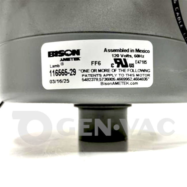 Ametek Lamb 11656529 Vac Motor 5.7 120V AC | GENVAC